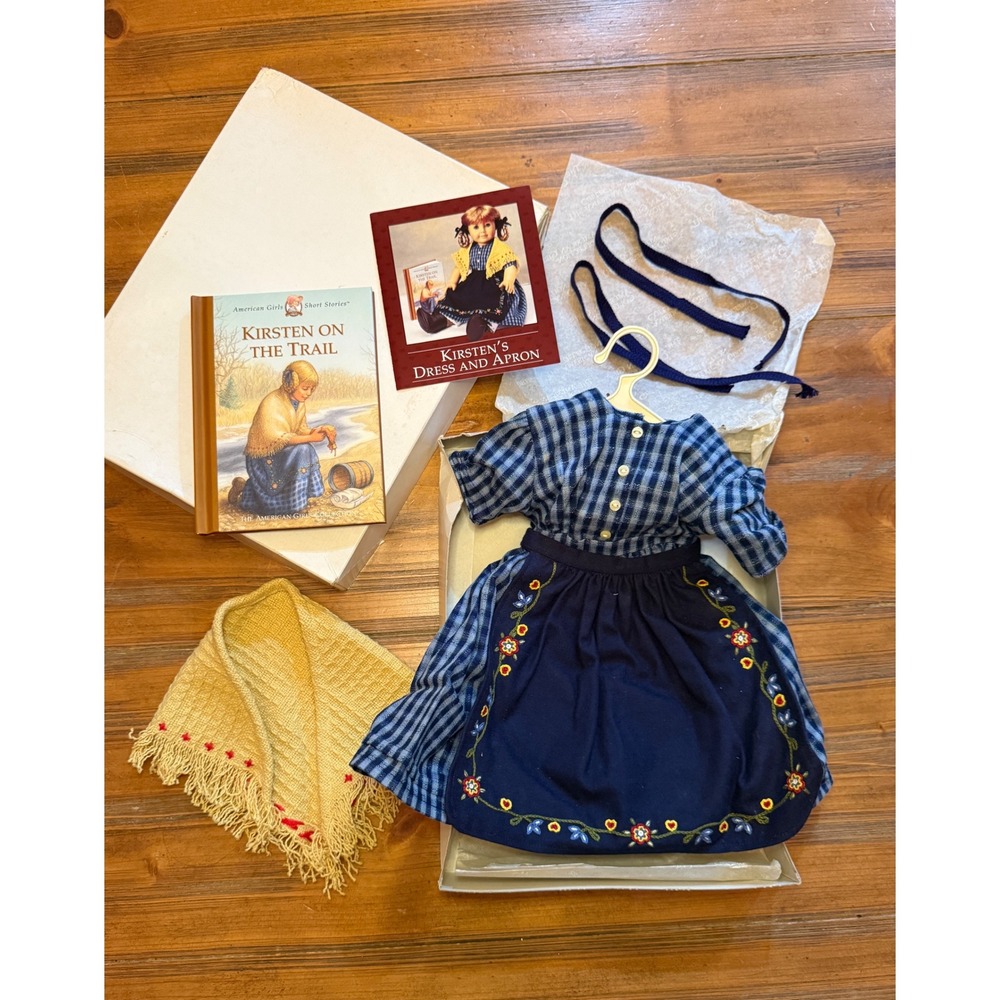American Girl Kirsten On The Trail Outfit & Book in Box Pleasant Company Vintage